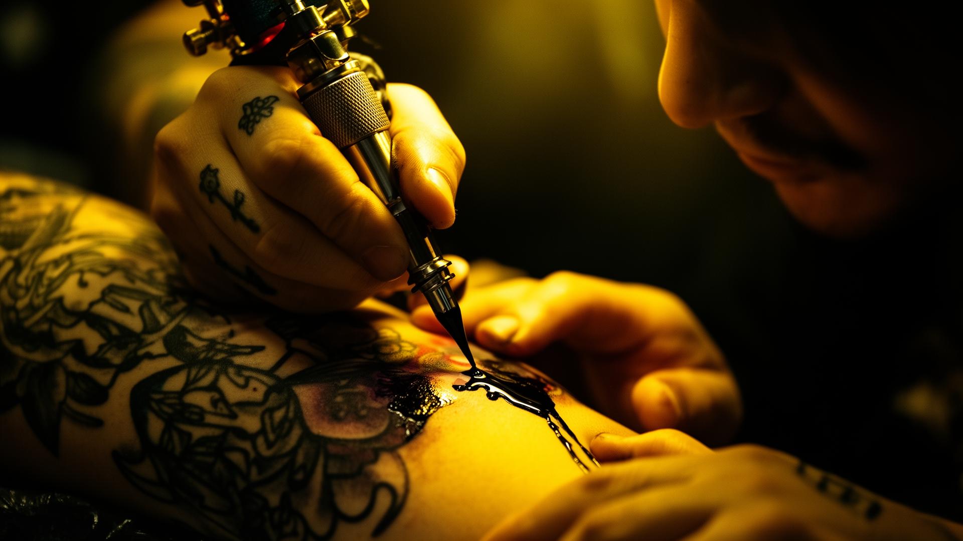 Il tatuatore al lavoro nello studio Los Santos